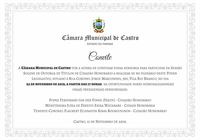 Câmara de Castro homenageia castrenses em Sessão Solene